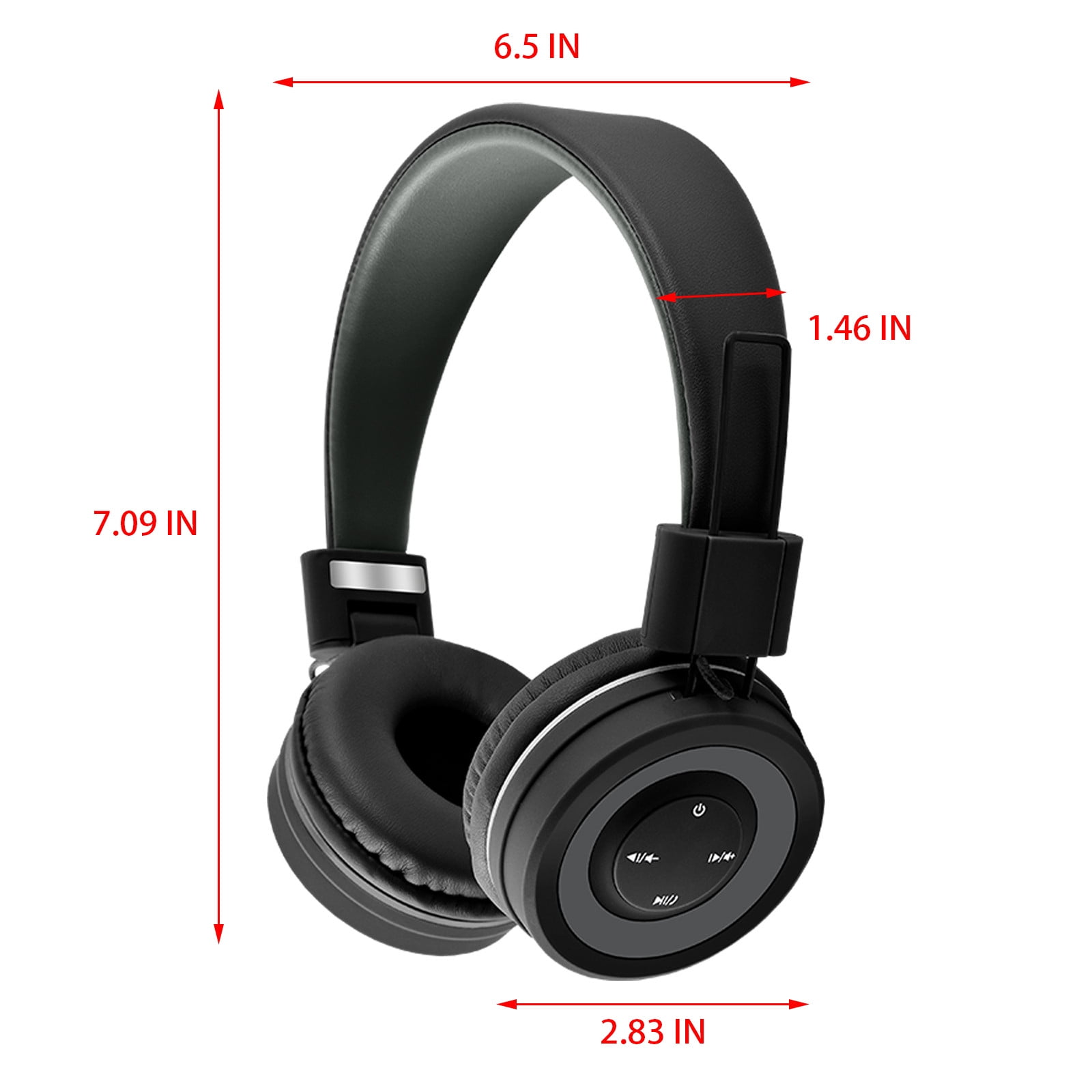On-Ear Headphones with Microphone, Lightweight Folding Stereo Bass Headphones with 1.5M No-Tangle Cord, Portable Wired Headphones for Smartphone Tablet Computer MP3 / 4 - Black