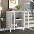 thumbnail image 2 of Modern Living Room Cabinet with 2 Glass Doors & Adjustable Shelf - Multi-Purpose Storage for Kitchen, Entryway, and Home Decor - White, 2 of 9