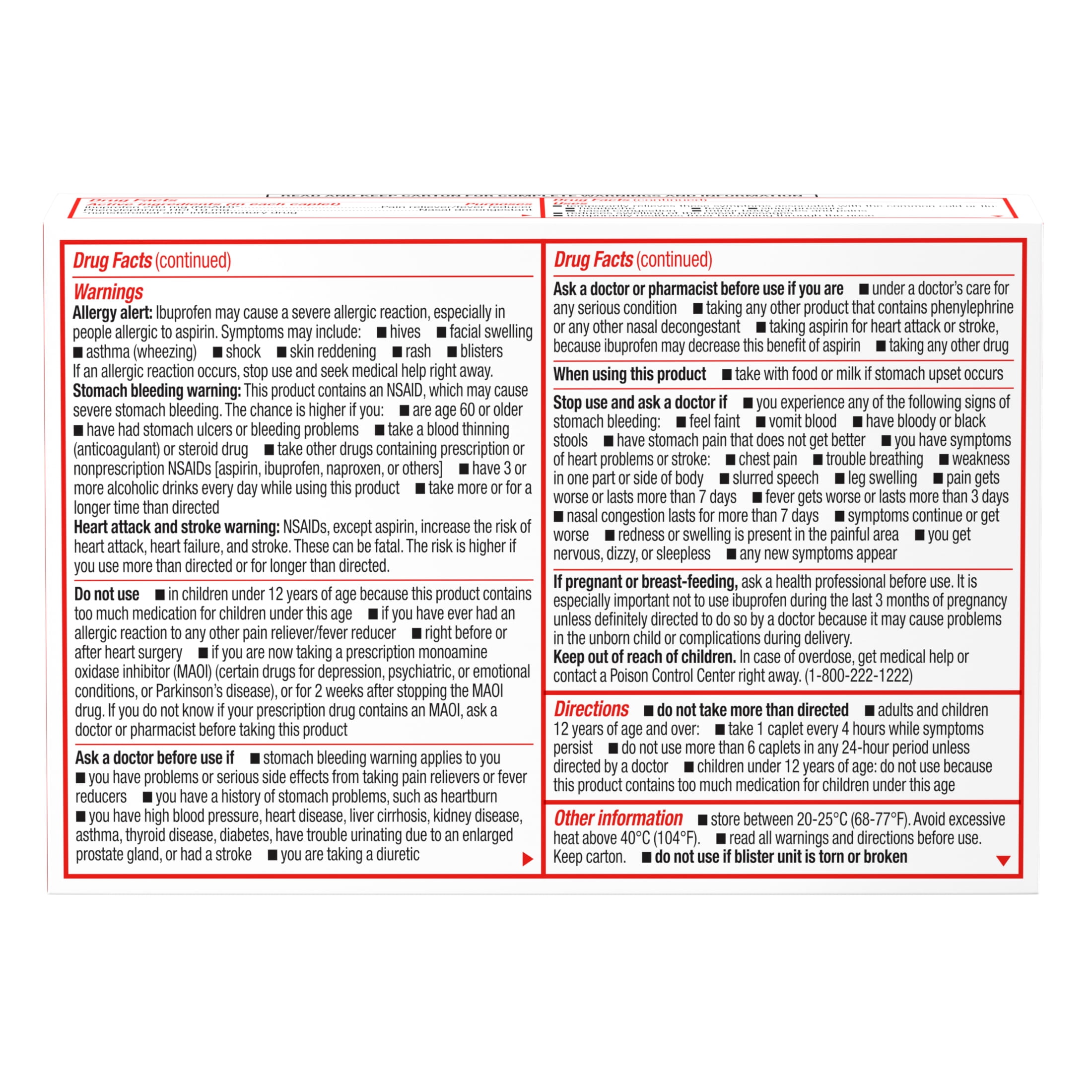 (3 pack) Sudafed PE Non-Drowsy Head Congestion + Pain Relief Caplets, 20 Count