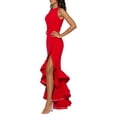 thumbnail image 3 of "Arielle" Scuba Crepe Ruffle Slit Gown, 3 of 3