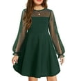 thumbnail image 6 of Arshiner Girl's Contrast Mesh Puff Long Sleeve High Waist A Line Black Short Dress with Pockets 11-12 Years, 6 of 7