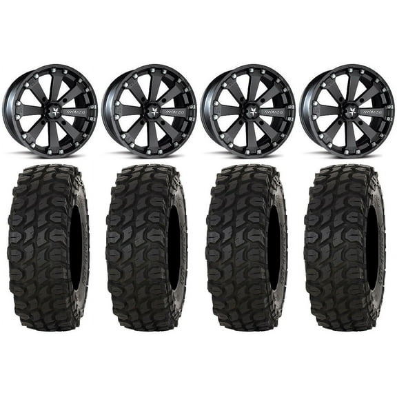MSA Kore 14" Wheels Black 28" XComp ATR Tires Can-Am Commander Maverick Renegade Outlander Defender
