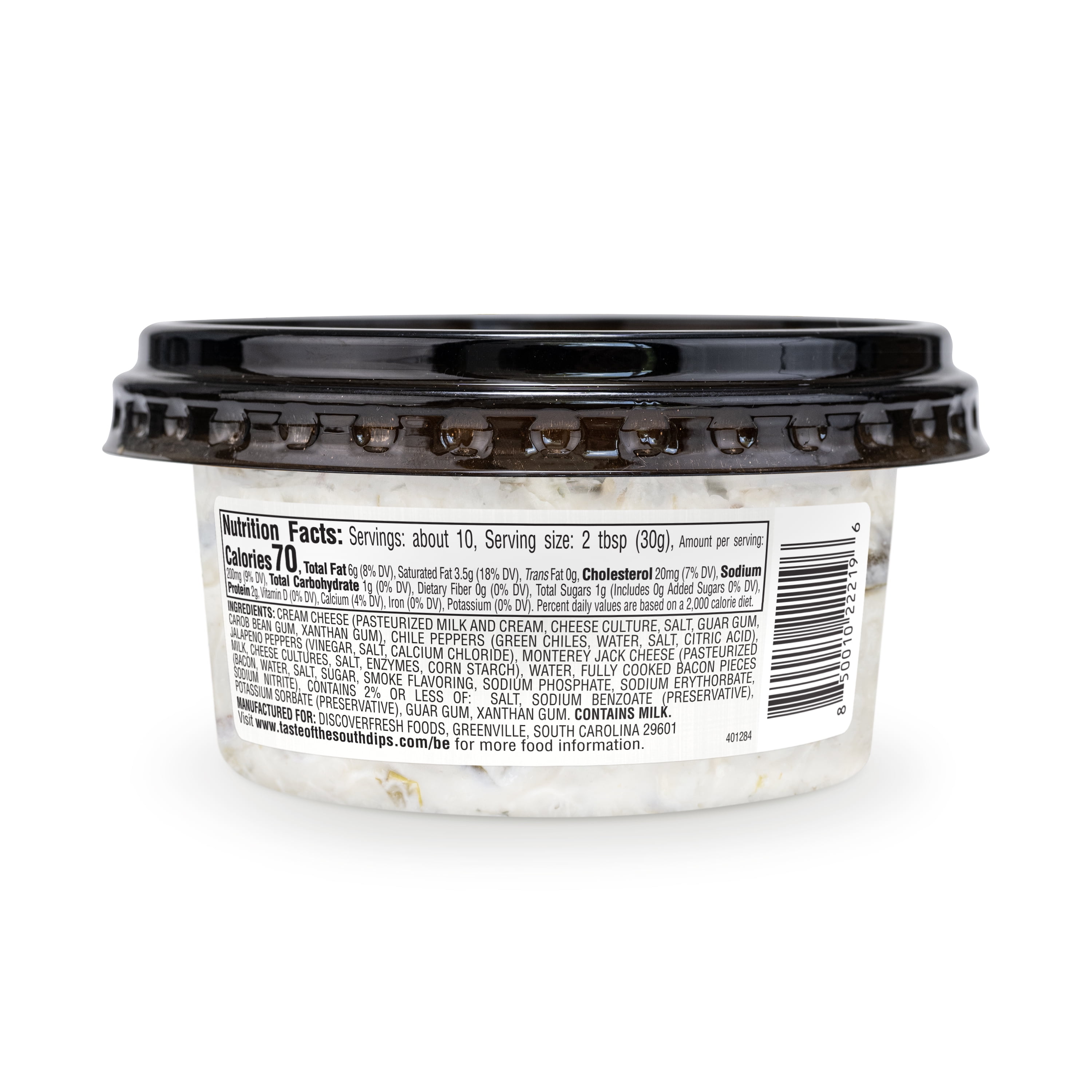 Taste of the South Jalapeno Popper with Bacon Dip, 10 oz (Refrigerated, Tub, Spread)