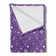 thumbnail image 2 of Bones Soft Flannel Fleece Throw Blanket, Day of the Dead Thematic Composition of Flowers and Sugar Skulls Spooky, Cozy Plush for Indoor and Outdoor Use, 70" x 90", Violet and White, by Ambesonne, 2 of 5