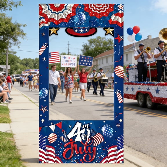 4th Of July Decorations,Patriots Party Supplies,Independence Day Photo Frames Party Supplies Background Fabrics Decorative Props Banners Photography Artifacts(Blue)