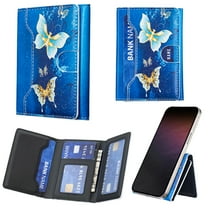 Allytechgroup Wallet with MagSafe RFID Blocking for iPhone 16/15/14/13/12 Series, Strong Magnetic Card Holder for 4 Cards, PU Leather Kickstand, Butterfly Floral Design, Compatible with MagSafe Cases