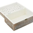 thumbnail image 5 of DecMode Floral Handmade Brown Wood Decorative Box with Hinged Lid, 3 Count, 5 of 10