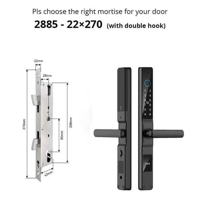 Waterproof Smart Door Lock Fingerprint APP Password RFID Card Keyless Digital Electronic Lock Aluminum/s Sliding ,Easy Installation