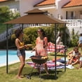 thumbnail image 2 of Costway 8' x 5' Grill Gazebo with 2 Shelves 7 Hooks Metal Frame Soft Top Brown, 2 of 10