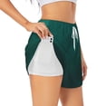 thumbnail image 1 of Balery Dark teal green Pantalones cortos deportivos para mujer con forro y dos bolsillos, elásticos, para entrenamiento, gimnasio, yoga-X-Large, 1 of 7