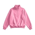 thumbnail image 4 of Hurxie Women's Half Zip Sweatshirts Fleece Stand Collar Long Sleeve Oversized Pullovers with Pockets Pink,L, 4 of 7