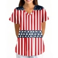 thumbnail image 2 of ZKIRBJV Scrubs for Women Tops American Flag Printed Plus Size Scrub Tops V Neck Short Sleeve Stretchy Nursing Scrubs Medical Nursing Uniforms with Pockets Multicolor 3XL, 2 of 5