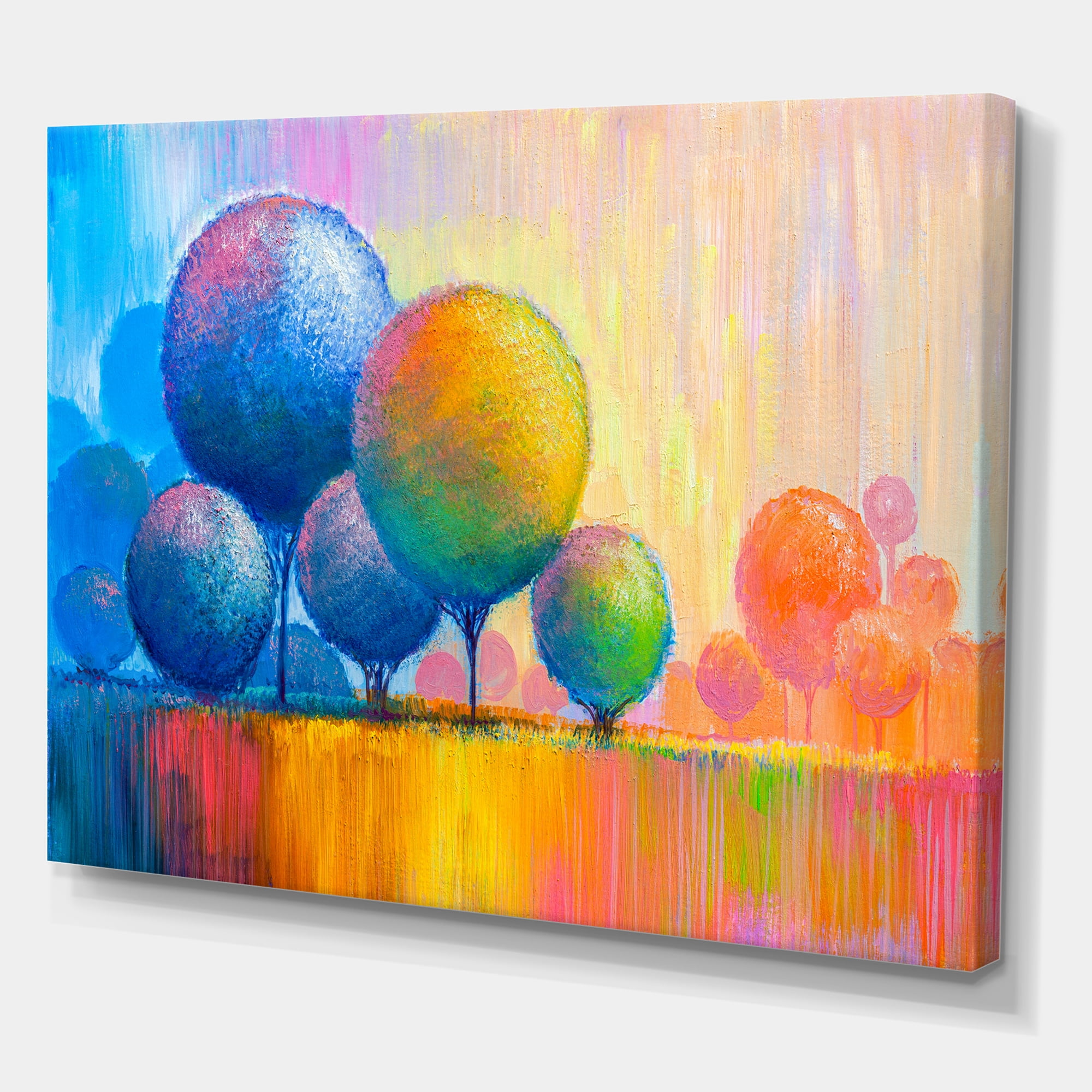 Designart ' Ornamental Colourful Trees VII ' Modern Canvas Wall Art Print