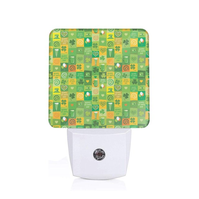Balery St. Patrick's day Luz Nocturna LED con Sensor Automático, Enchufe con Sensor Crepuscular, Luz Suave de 0.5W para Dormitorio, Pasillo, Baño-UK