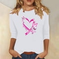 thumbnail image 2 of YFNNUP Womens' 3/4 Length Sleeve Breast Cancer Shirts Pink Ribbon Graphic Painting Shirt Casual Crewneck Tshirts Loose Fit T Shirt Soft Lightweight Three Quarter Length Shirts, 2 of 4
