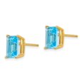 thumbnail image 6 of 14K Yellow Gold 8x6mm Emerald Cut Blue Topaz Stud Earrings, 6 of 7