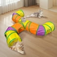 thumbnail image 5 of Vibrant Long T-Shaped Cat Tunnel Toy, Collapsible Play Tube with Hanging Ball, Sturdy Polyester, Multi-Entrance, Safe for Indoor Cats, 5 of 12