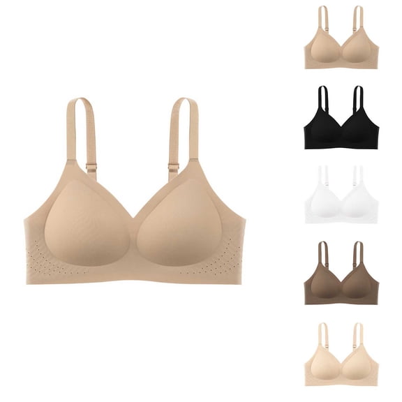 ATOYSOY Wireless Women Bras Comfortable Seamless Delta Cup Bra No Underwire Adjustable Straps Solid Color For Everyday Wear And Light Activities