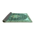 thumbnail image 2 of Ahgly Company Indoor Square Medallion Turquoise Blue Traditional Area Rugs, 4' Square, 2 of 4