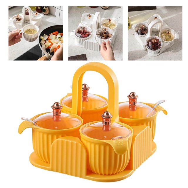 tredstone Seasoning Box Seasoning Spice Box Portable Handle for Rrestaurant Sugar Yellow