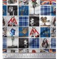 thumbnail image 1 of Soimoi Viscose Chiffon Fabric Check,Women & Camera Patchwork Print Fabric by The Yard 42 Inch Wide, 1 of 3