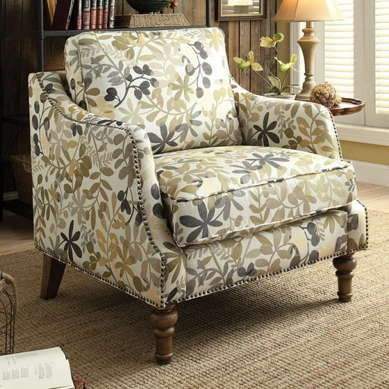 Coaster Leaf Print Accent Chair in Beige and Green - Walmart.com