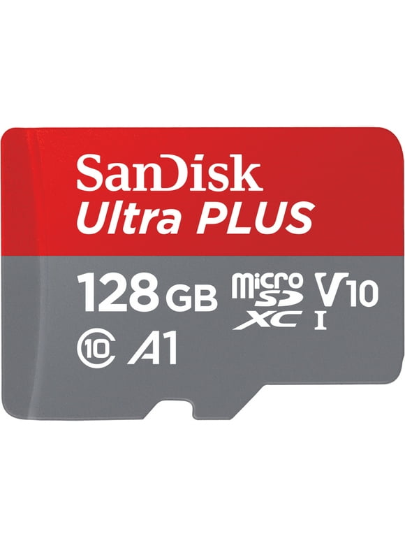 SanDisk 128GB Ultra Plus MicroSD UHS-I Memory Card - Class 10, V10 - SDSQUB3-128G-ANCMA