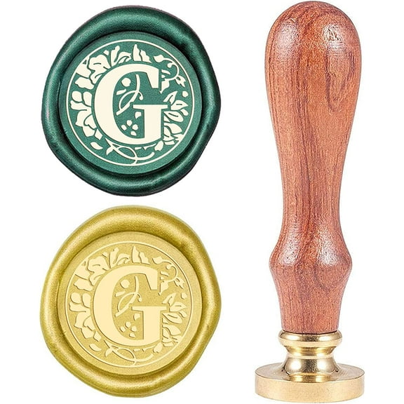 Wax Seal Stamp Letter G Sealing Wax Stamp Alphabet Letter 25mm Removable Brass Head with Wooden Handle DIY