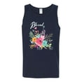 thumbnail image 2 of Wild Bobby, Cute Hearts and Flowers Blessed, Inspirational/Christian, Men Graphic Tank Top, Navy, 3XL, 2 of 3