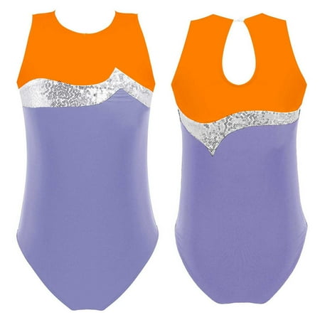 

DPOIS Kids Girls Sleeveless Sequins Ballet Dance Gymnastics Leotard Bodysuit