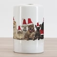 thumbnail image 2 of Dog and Cat Ceramic Toothbrush Holder, Team of 6 Pets Wearing Santa Hats Panting, Decorative Versatile Countertop for Bathroom, 4.5" X 2.7", White Multicolor, 2 of 4