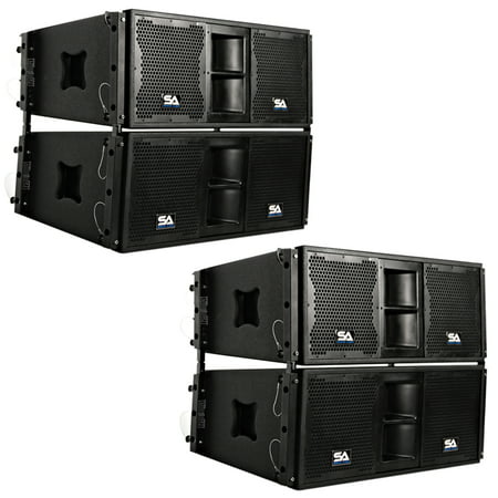 Seismic Audio Four Premium Passive 2x10 Line Array Speakers with Dual Compression Drivers -