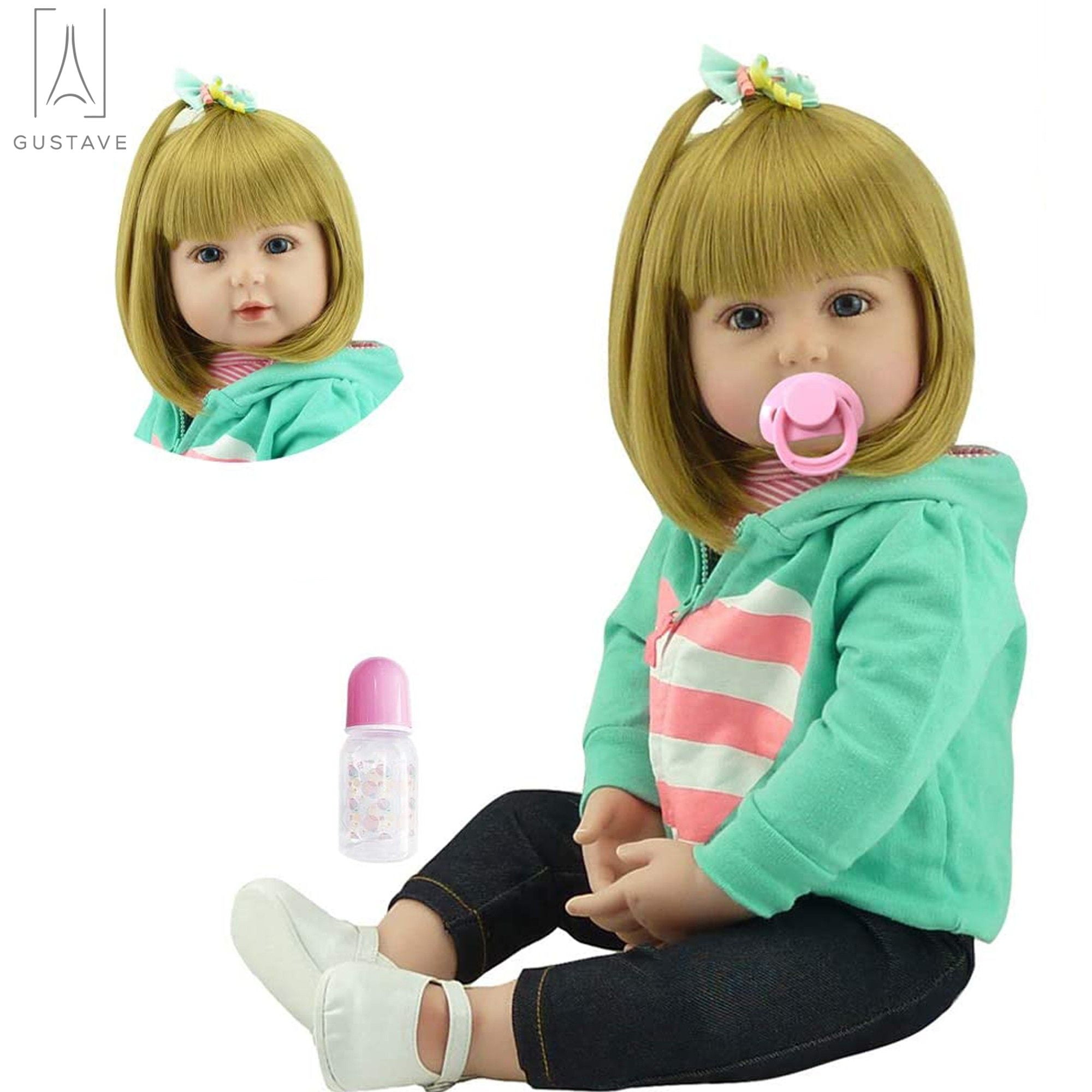 24" Reborn Toddler Girl Doll Soft Long Hair Lifelike Reborn Baby Dolls Real Size