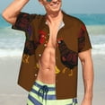thumbnail image 7 of Sikiie Chicken Farm Animal Print Men's Hawaiian Shirt, Summer Beach Button Pocket Short Sleeve T-Shirt,Small, 7 of 7
