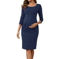thumbnail image 1 of INSPIRE CHIC Vestidos de Maternidad Semi Formales para Mujeres con Cuello Redondo, Mangas 3/4, Vestido de Oficina, Cóctel, Con Cremallera en la Espalda, Vestido de Trabajo para Embarazo Talla X-Large, 1 of 6
