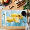 thumbnail image 2 of Lemon Yellow Placemats Set of 8 Blue Lake Wave Summer Tropical Watercolor Place Mats Indoor Wipeable Table Mats Washable Cloth Dining Table Placemats for Kitchen Holiday Party Home Decor 13x19 Inch, 2 of 9