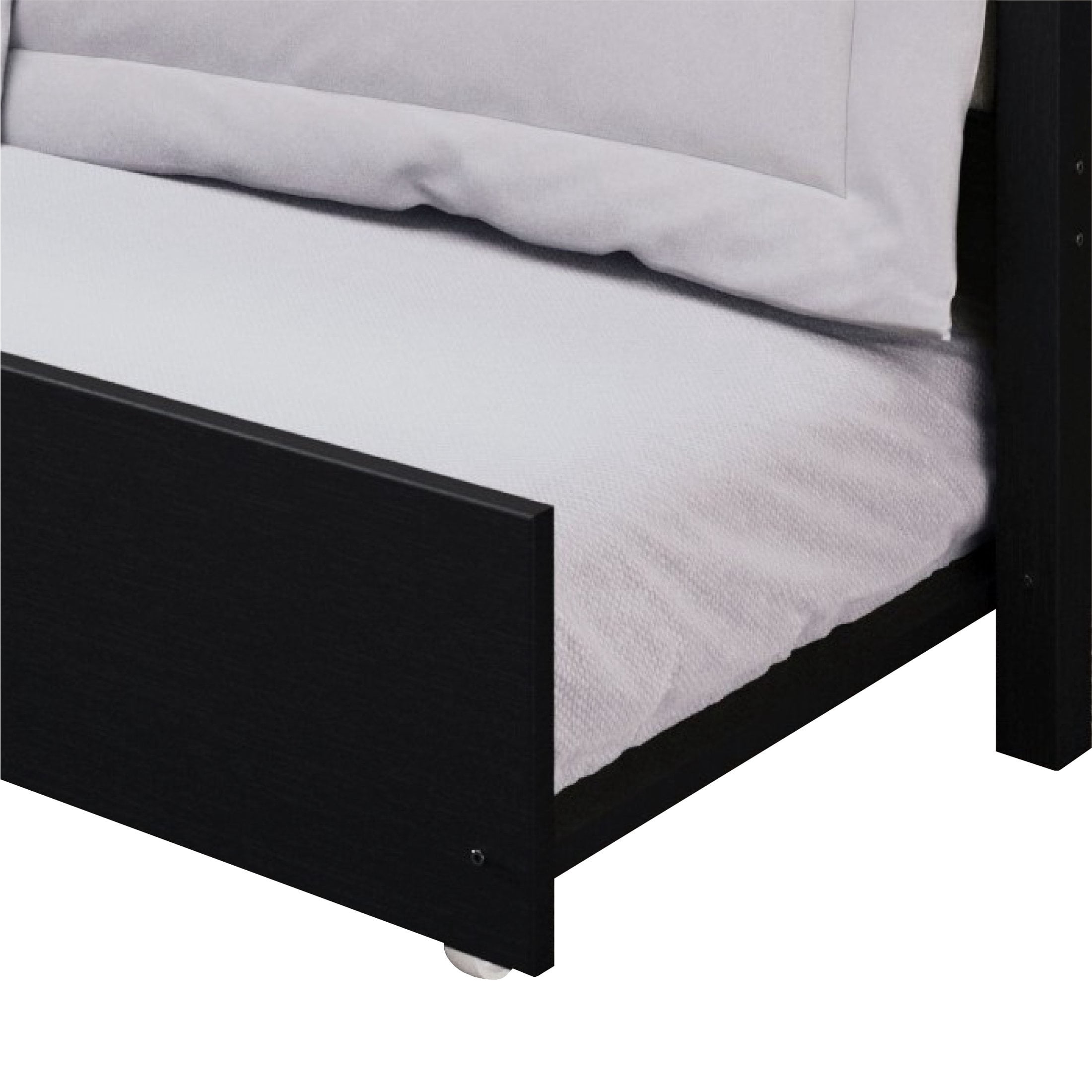 Castle Place Mid-Century Expandable Twin Size Wooden Daybed with Trundle, Black