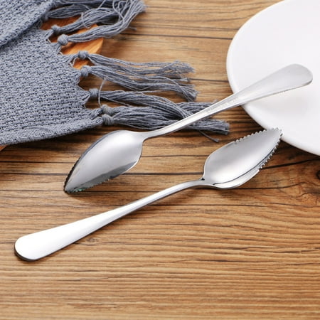 

Wovilon 2Pc Thick Stainless Steel Grapefruit Spoon Dessert Spoon Serrated Edge