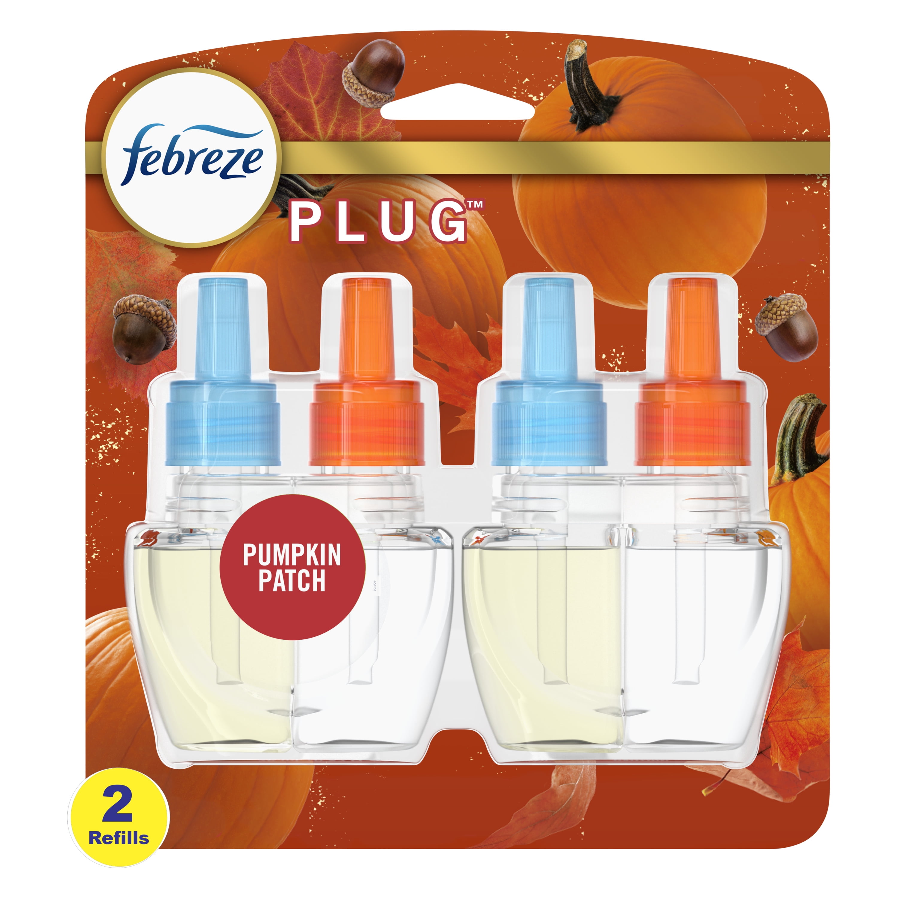 Febreze Odor-Eliminating Fade Defy PLUG Air Freshener Pumpkin Patch, .87 oz Oil Refill, 2 Count