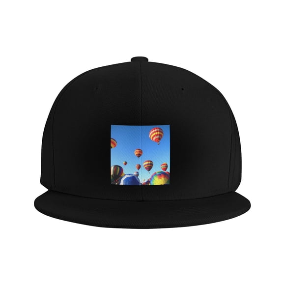 Flat Bill Visor Classic Snapback Hat Power Hot Air Balloon Adjustable Baseball Cap for Men Women Black
