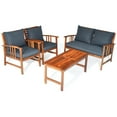 thumbnail image 2 of Gymax Ensemble de Mobilier de Patio en Bois 4 Pcs Table et Sofa Sectionnel de Jardin, 2 of 10