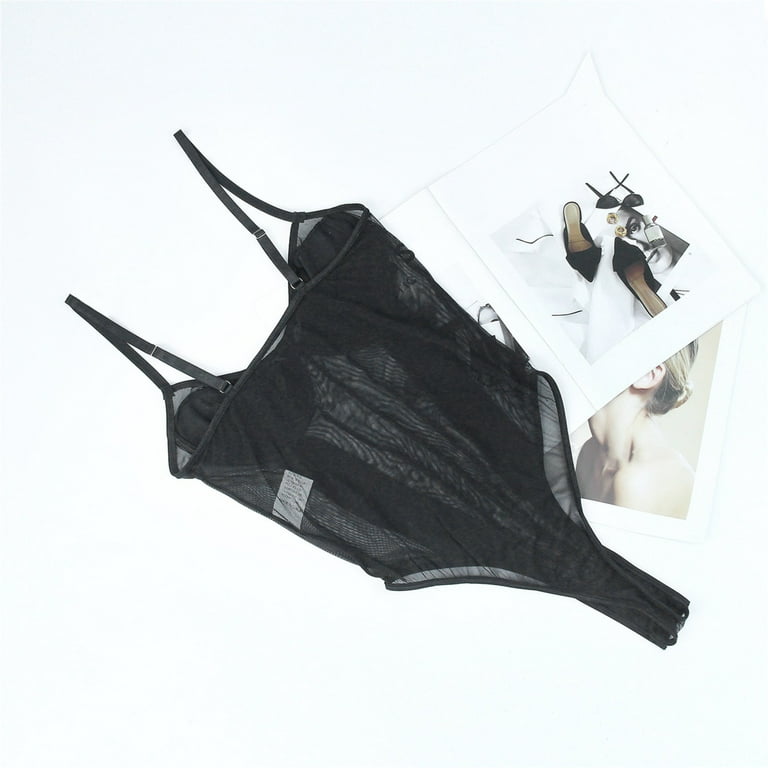 Cathalem Matching Couples Underwear Set Women's Lace Mesh Through Top  Fashion Trend Street Metal Chain Design Underwire Lingerie Underwear Black  Small