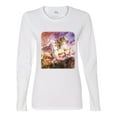 thumbnail image 2 of Unicorn Fanstasy Rainbow Castle Female Graphic Long Sleeve T-Shirt, White, Small, 2 of 3