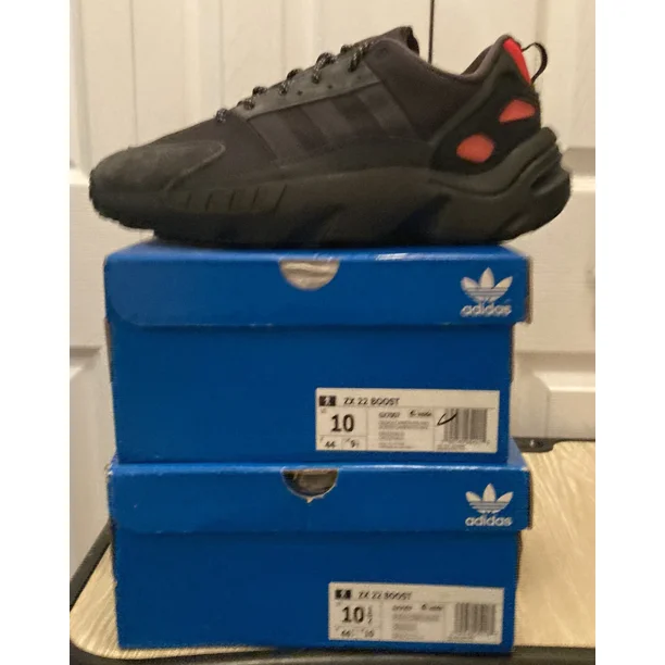 Adi-das ZX22 BOOST Men SZ-10.5 Comfort Athletic Sneakers Black/Carbon-Solred NIB