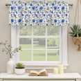 thumbnail image 2 of Blue Flower Curtain Valances for Windows, Kitchen Valance Window Treatments Panel 2 Pack, Pink Botanical Blossoming Floral Plant Rod Pocket Short Curtains for Bathroom Bedroom 60 x 18 Inch, 2 of 8