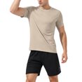 thumbnail image 4 of hotojiny Mens Summer Track Suits 2 Piece Shorts Sets Fashion Short Sleeve Top Loose Fit Shorts Workout Sweatsuit Outfits(Khaki,Medium), 4 of 6