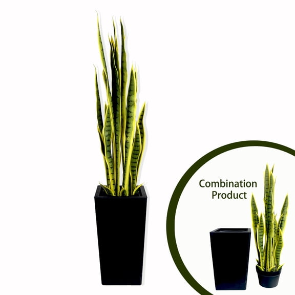 Artificial Snake Plant with Planter - Durable Fake Indoor Outdoor Greenery for Home Decor