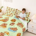 thumbnail image 3 of Erosebridal Capybara Animals Full Size Sheets for Kid, Cute Cartoon Bed Sheets, Green, 4 Pieces, 3 of 5