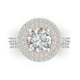 thumbnail image 2 of Clara Pucci 14K White/Rose Gold Round Cut 2Ct Synthetic White Sapphire Engagement Ring + Matching Band - Luxury Box Included, 2 of 7