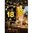 thumbnail image 4 of YANSION 18th Birthday Decorations, Happy 18th Birthday Backdrop Banner Pennant Banner Black Gold Balloons, 18 Years Old Party Supplies, Black Gold 18 Birthday Decor 18th Bday for Her Him, 4 of 8